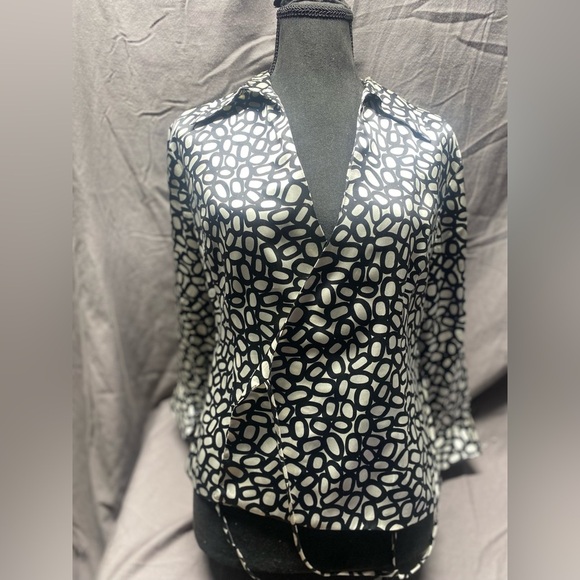 ICE Animal Print 100% Silk Wrap Blouse Blazer Size M EC - Picture 2 of 6